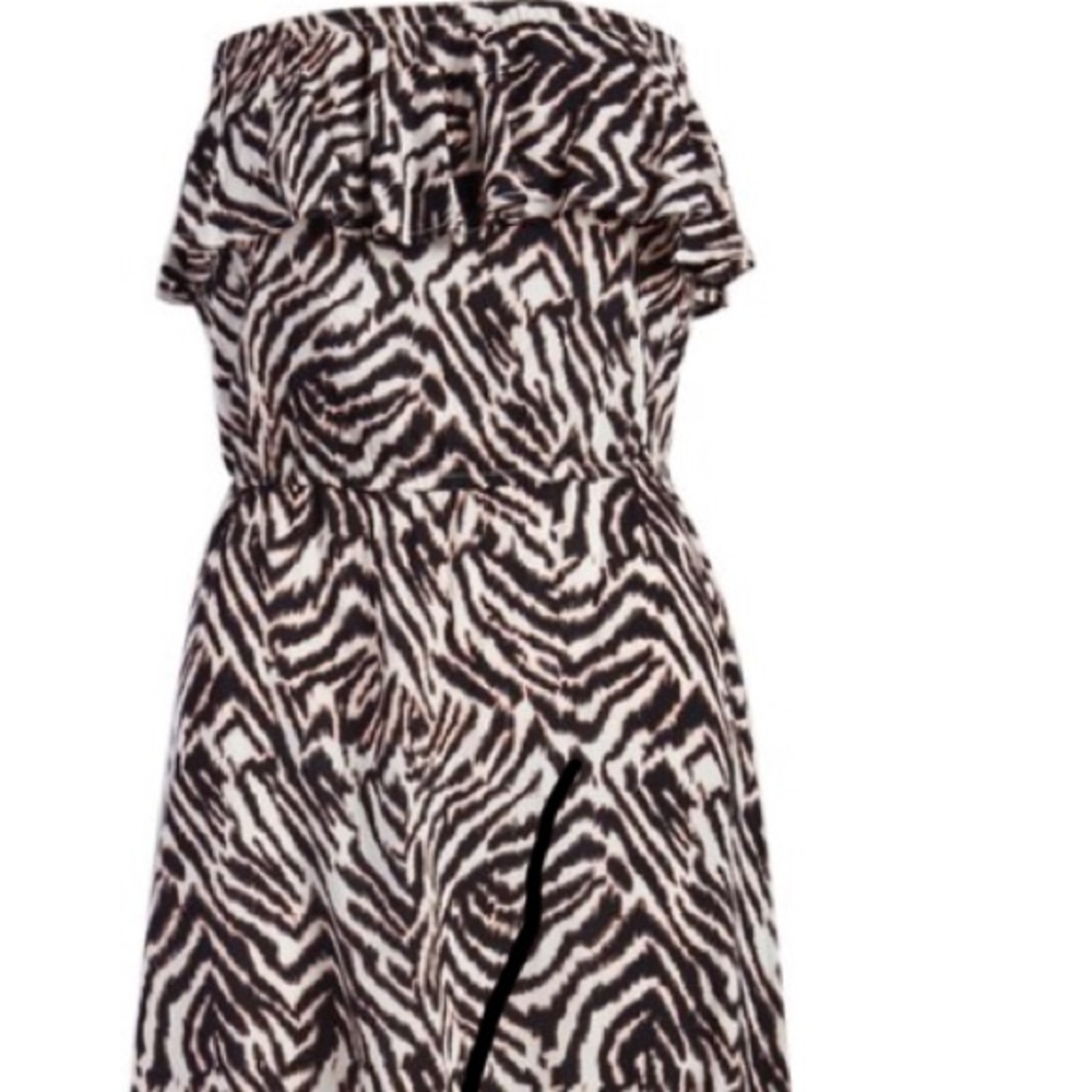 Animal print hi low dress, strapless